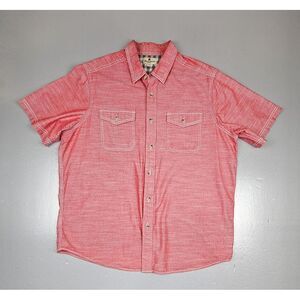 Woolrich Button Up‎ Shirt Mens XL. Red Y2k Heathered Pockets White Stitch